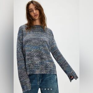 NWT free people lunar eclipse cotton candy pullover oversized small black blue